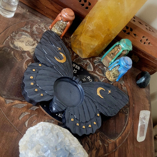 BLACK MOTH TEALIGHT HOLDER